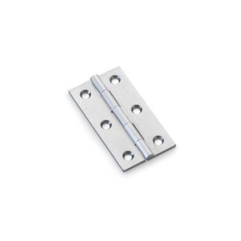 Stainless steel door hinge isolated on white background.