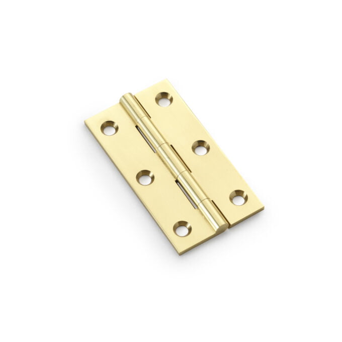 Gold door hinge isolated on white background.