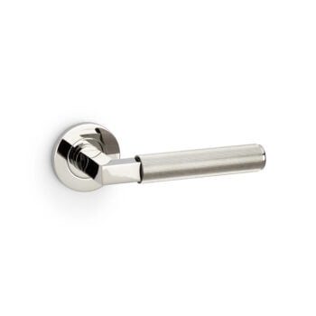 Chrome door handle on white background