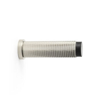 Metal air filter cartridge isolated on white background.