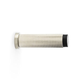 Cylindrical white air filter on white background.