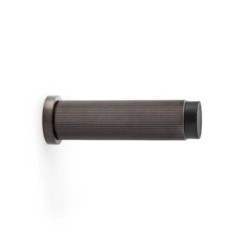 Black rubber bike handlebar grip on white background.