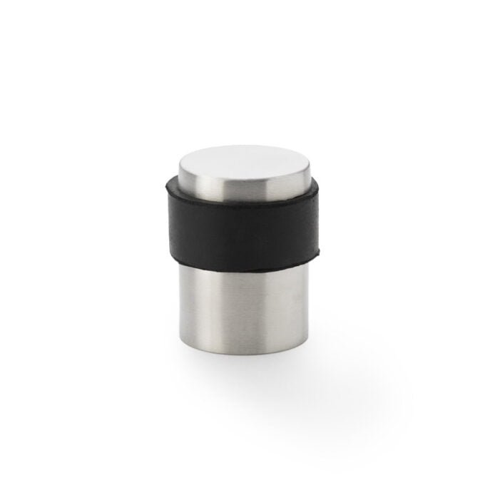 Stainless steel vacuum wine stopper on white background.