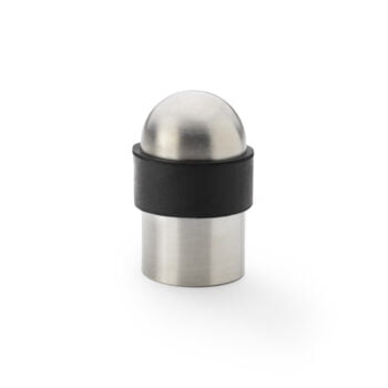 Stainless steel spherical container on white background.