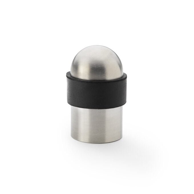 Stainless steel spherical container on white background.