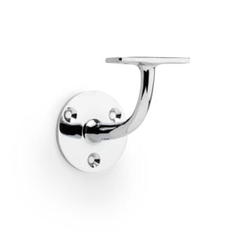 Chrome wall-mounted hook on white background