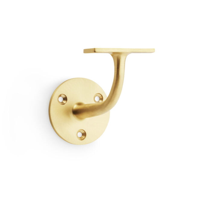 Brass wall-mounted hook on white background