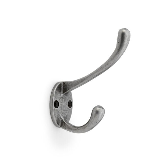 Metal wall hook on white background.