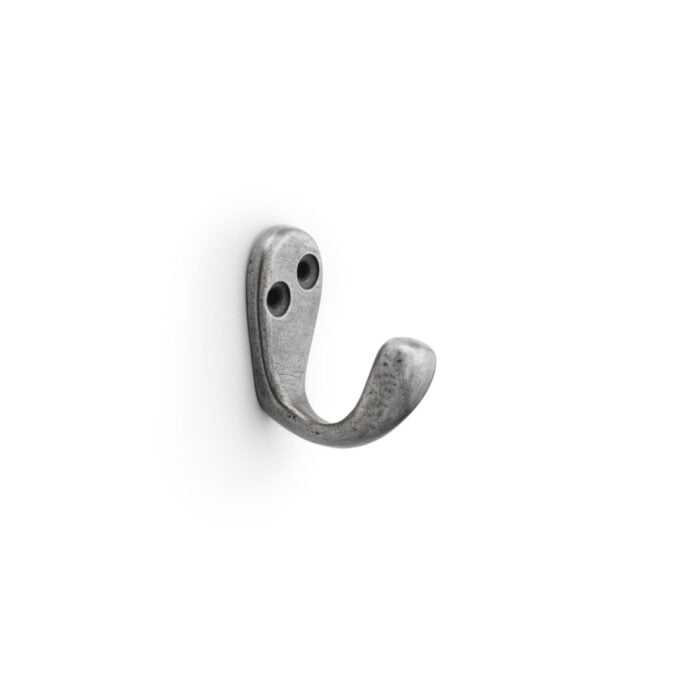 Metal wall hook on white background.