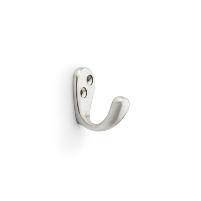 Silver wall hook on white background