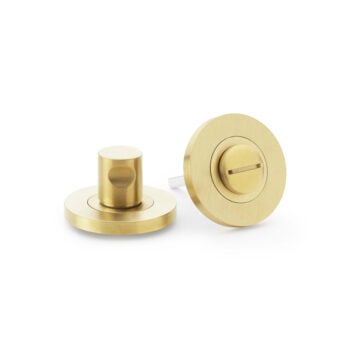 Brass door knob and lock on white background