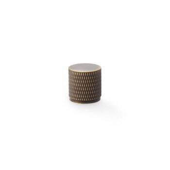 Brunel Knurled Cylinder Cupboard Knob - Antique Brass - 20mm