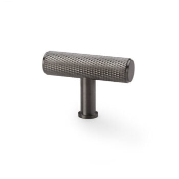 Knurled metal handle isolated on white background