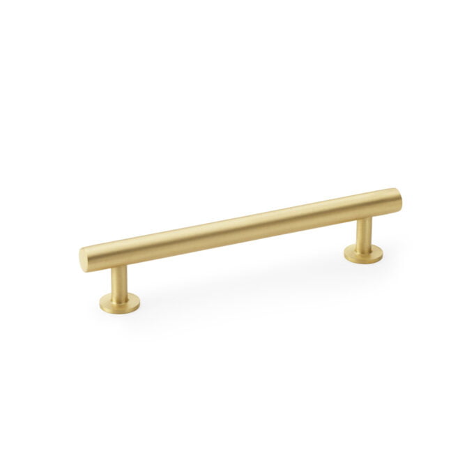 Round T-Bar Cabinet Pull Handle - Satin Brass - Centres 128mm cabinet handle on white background