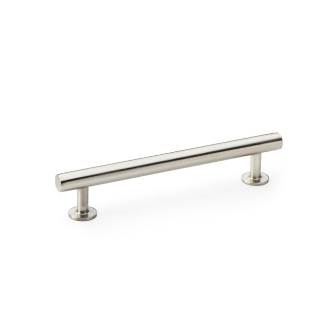 Round T-Bar Cabinet Pull Handle - Satin Nickel - Centres 128mm cabinet handle on white background