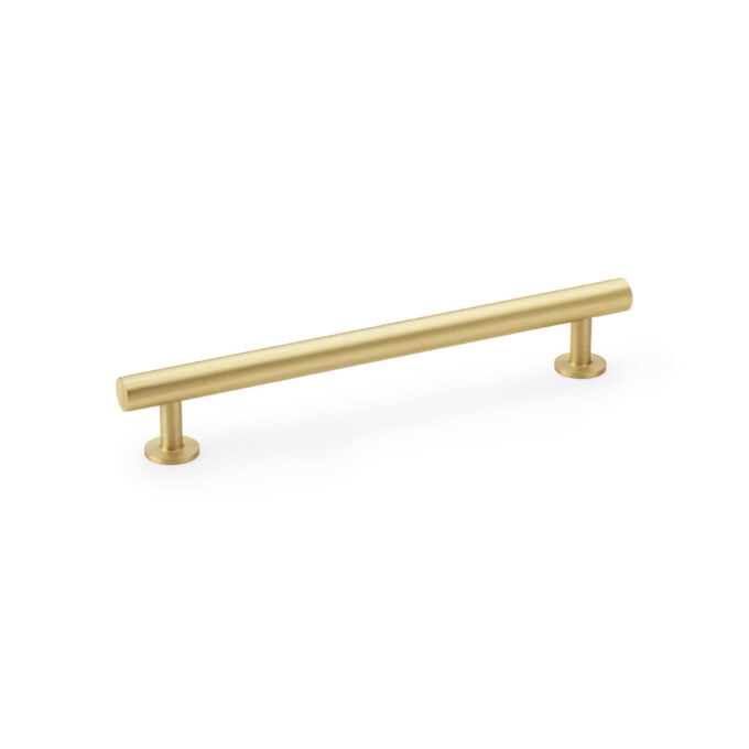 Round T-Bar Cabinet Pull Handle - Satin Brass - Centres 160mm cabinet handle on white background.