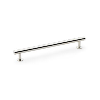 Round T-Bar Cabinet Pull Handle - Polished Nickel - Centres 192mm cabinet handle on white background.