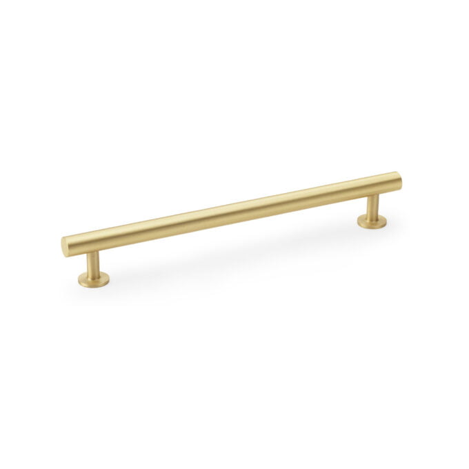 Gold cabinet handle on white background