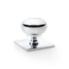 Quantock Cupboard Knob on Square Backplate - Polished Chrome - 38mm