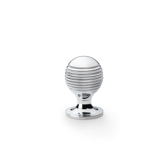 Caesar Cupboard Knob on Round Rose - Polished Chrome - 25mm