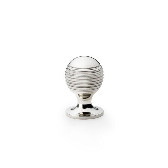 Caesar Cupboard Knob on Round Rose - Polished Nickel - 25mm