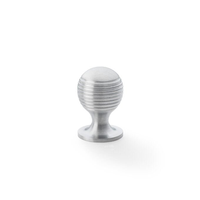 Caesar Cupboard Knob on Round Rose - Satin Chrome - 25mm