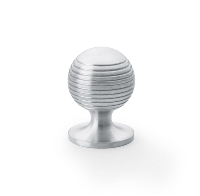 Caesar Cupboard Knob on Round Rose - Satin Chrome - 32mm