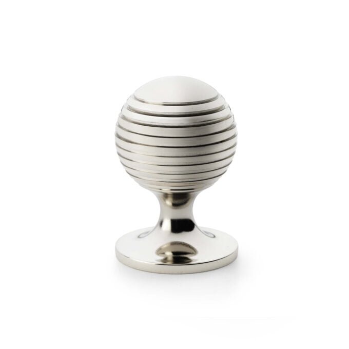 Caesar Cupboard Knob on Round Rose - Polished Nickel - 38mm