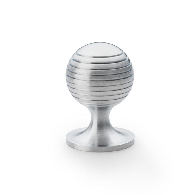 Caesar Cupboard Knob on Round Rose - Satin Chrome - 38mm