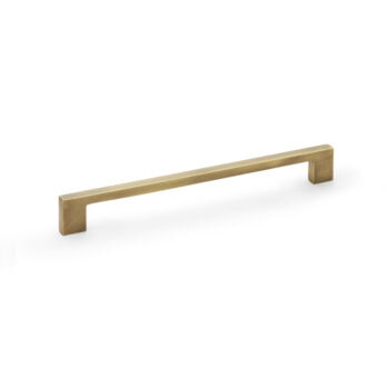 Marco Cupboard Pull Handle 224mm - Antique Brass cabinet handle on white background.