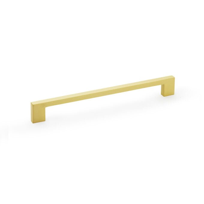 Gold cabinet handle on white background