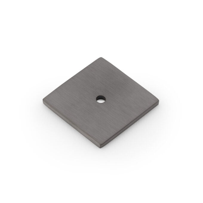 Brushed metal square plate with central hole