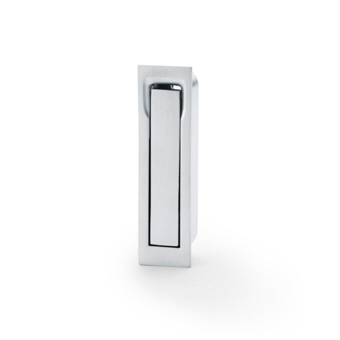 Square Collection Sliding Door Edge Pull in Satin Chrome