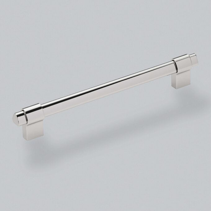 Modern chrome cabinet 192MM handle on white background.