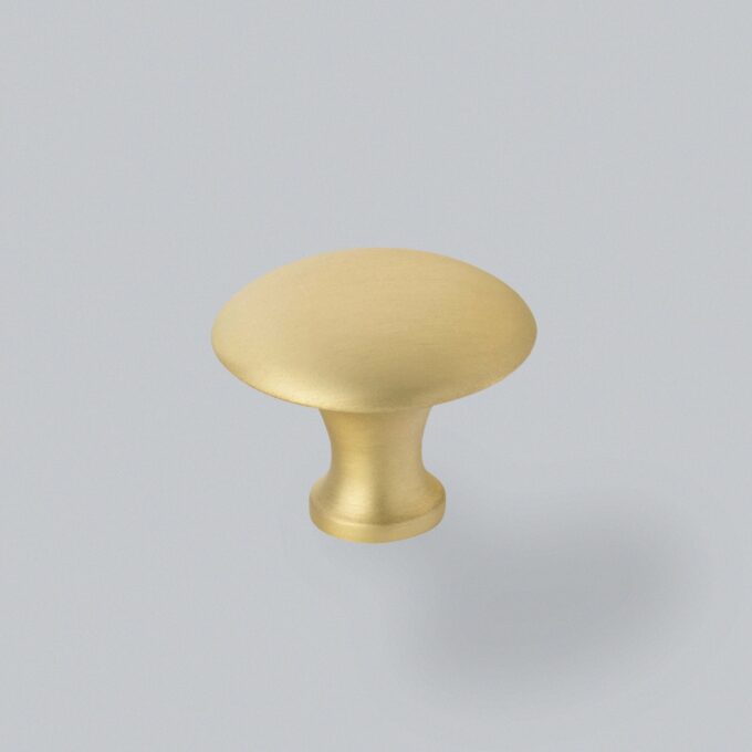 Gold cabinet knob on grey background