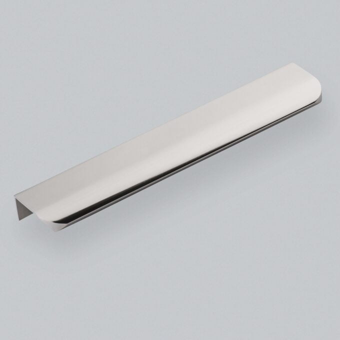 Sleek, modern stainless steel cabinet handle