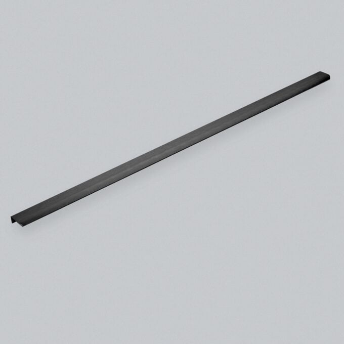 Black angled metal bar on white background.