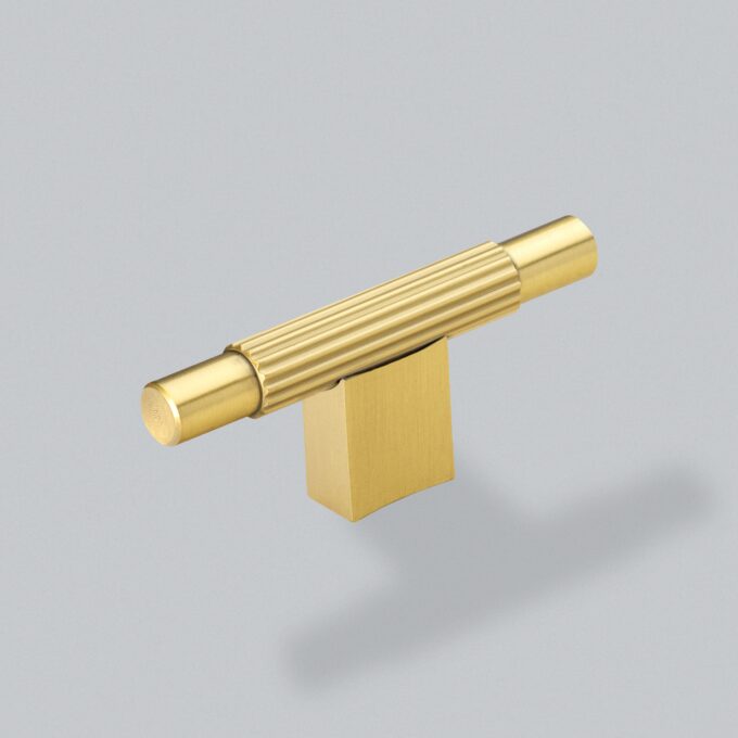 Hudson T-Bar Knob - Brushed Satin Brass - 80mm