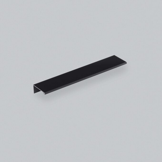 Black angular metal profile on white background