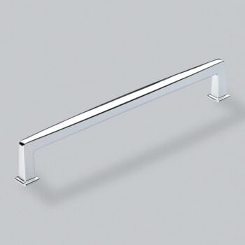 Chrome cabinet handle isolated on grey background