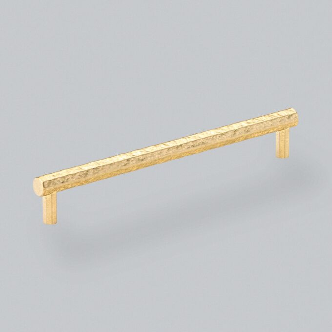 Wooden textured balance beam on grey background.