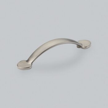 Stainless steel cabinet handle on white background