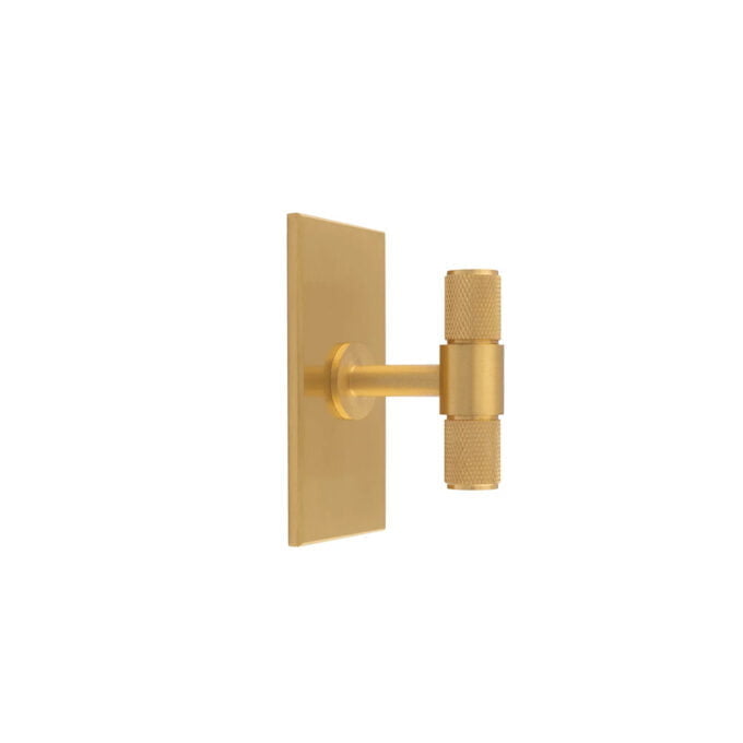 Knurled 76mm backplate 50mm T-Bar knob - Satin Brass