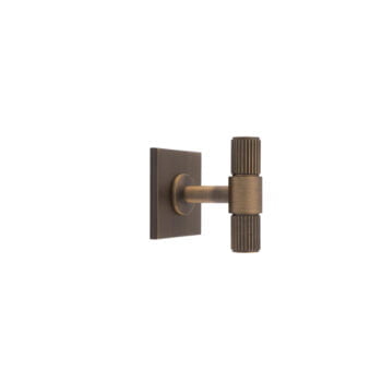 Lines T-Bar Knob on 40mm Backplate - Antique Brass