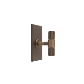 Lines T-Bar Knob on 76mm Backplate - Antique Brass