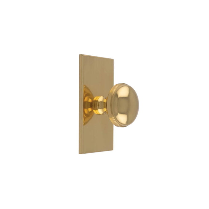 Warwick Cupboard Knob on 76mm Backplate-Polished Brass