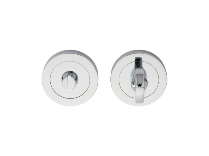 Chrome shower control knobs isolated on white background