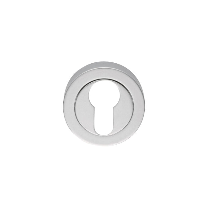 Silver keyhole on white background