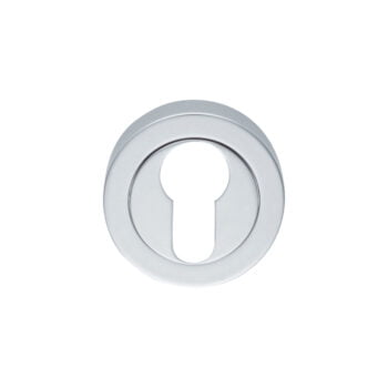 Silver keyhole on white background for security.