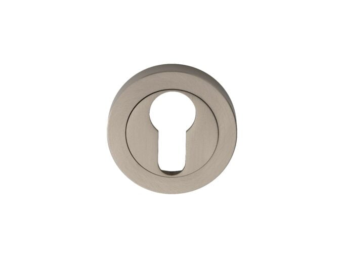 Silver keyhole on neutral background, modern design.